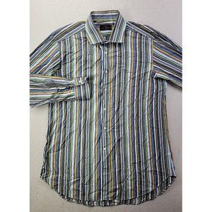 Etro Men's XL (43) Casual Multi-Colored Striped Button Down Shirt Italy Made LS